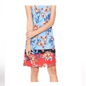 MSK Orange and Blue Halter Sundress Resort Wear